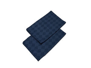 Pair Vintage Navy Blue & White Shams 2 Pillowcases USA Made Diamond Print 90s